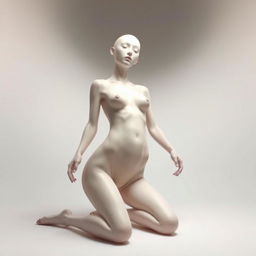 A surreal and abstract representation of a human body devoid of eyes, ears, feet, hands, hair, mouth, and nose