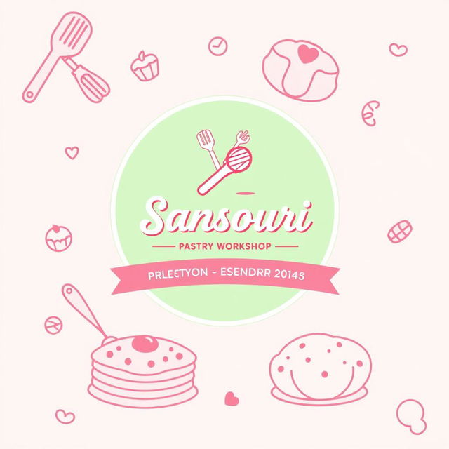 A vibrant poster for a pastry workshop named 'Sansouri'