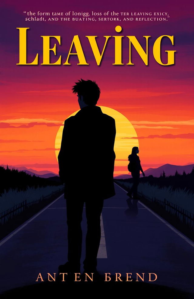 A striking book cover illustration depicting a figure standing at a crossroads, gazing back with a somber expression as they leave behind a shadowy silhouette of their partner in the background