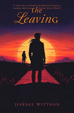 A striking book cover illustration depicting a figure standing at a crossroads, gazing back with a somber expression as they leave behind a shadowy silhouette of their partner in the background
