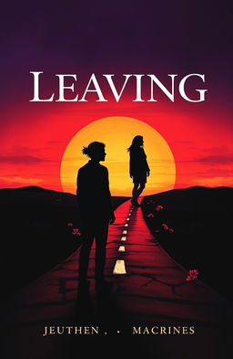 A striking book cover illustration depicting a figure standing at a crossroads, gazing back with a somber expression as they leave behind a shadowy silhouette of their partner in the background