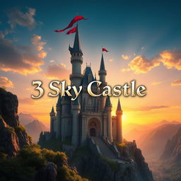 A majestic castle inspired by game aesthetics, reminiscent of the enchanting style of the 'Game of Thrones', majestically perched atop a dramatic cliff