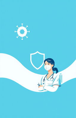 A minimalist design featuring a gradient background of blue and white