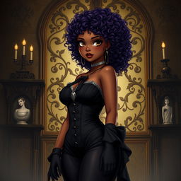 A Brazilian girl inspired by Black Butler, approximately 18 years old, of African descent with light skin