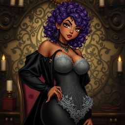 A Brazilian girl inspired by Black Butler, approximately 18 years old, of African descent with light skin