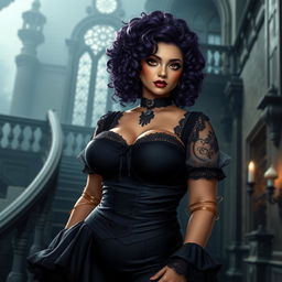 A Brazilian girl inspired by Black Butler, approximately 18 years old, standing at 1