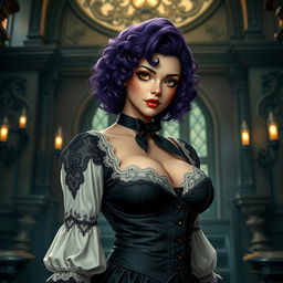 A Brazilian girl inspired by Black Butler, approximately 18 years old, standing at 1