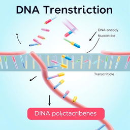 An educational illustration of DNA transcription showcasing the process in vibrant colors