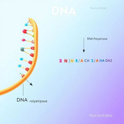 An educational illustration of DNA transcription showcasing the process in vibrant colors