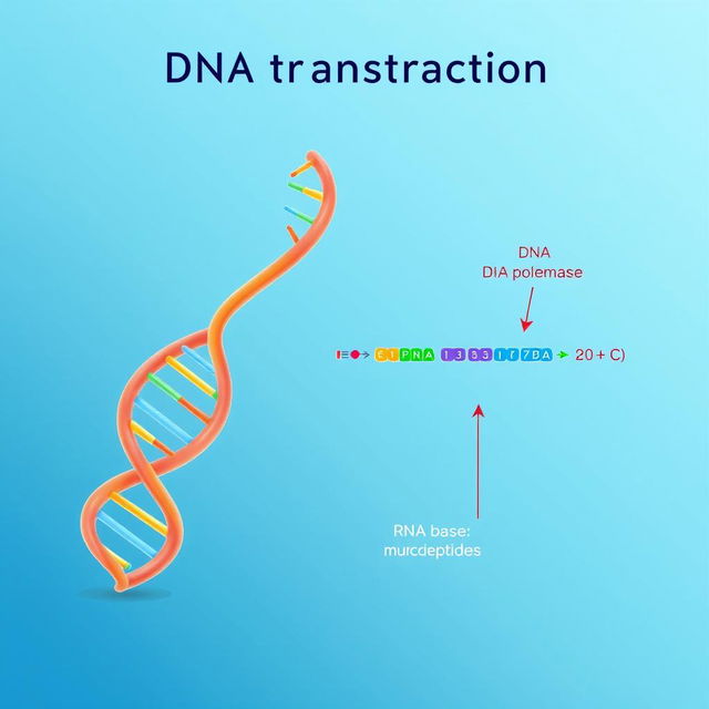 An educational illustration of DNA transcription showcasing the process in vibrant colors