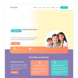 A modern and professional website design for a pediatric endocrinology clinic named 'Marcedd'