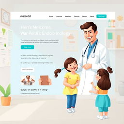 A visually appealing homepage design for a pediatric endocrinology website named 'Marcedd'