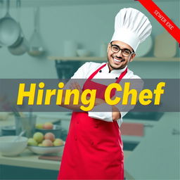 A vibrant and eye-catching banner featuring a professional chef in a dynamic pose, showcasing culinary tools or ingredients in the background