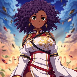 A unique original character from the anime Black Clover, illustrating an 18-year-old Brazilian girl