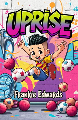 An animated boy with a fresh haircut featuring a sharp boxed hairline, dressed in a vibrant football kit
