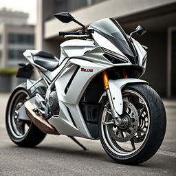A stunning Audi S5 motorbike, designed as a wide, fat superbike with a sleek, aggressive design