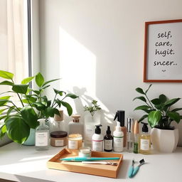 A serene and organized workspace focused on personal hygiene