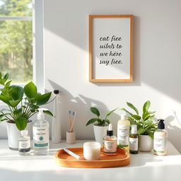 A serene and organized workspace focused on personal hygiene