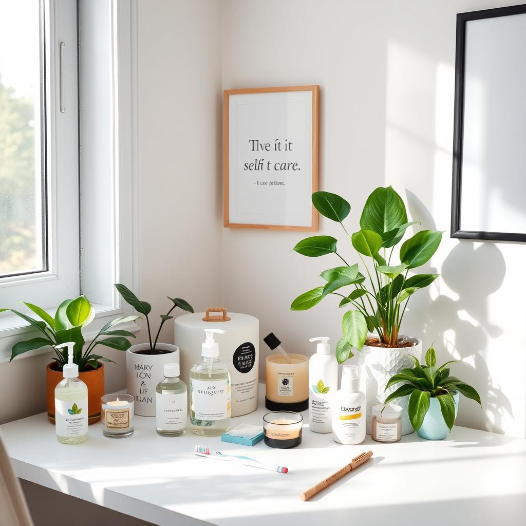 A serene and organized workspace focused on personal hygiene