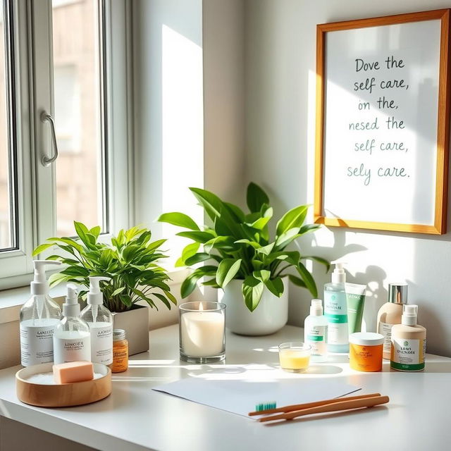 A serene and organized workspace focused on personal hygiene