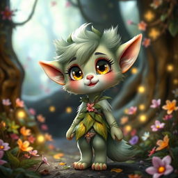 A whimsical furry elf character, showcasing a unique blend of elven elegance and adorable animal-like features