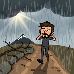 A symbolic image representing a person who faces challenges and obstacles in their journey toward achieving their goals
