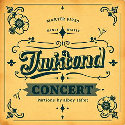 A vintage-style flyer design for a concert, featuring a classic look reminiscent of 1960s rock music posters