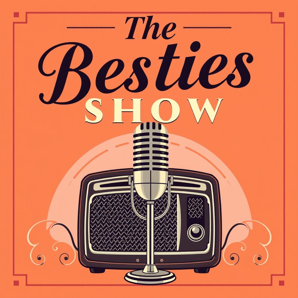 A vintage-inspired podcast cover for 'The Besties Show', featuring a classy 1950s aesthetic