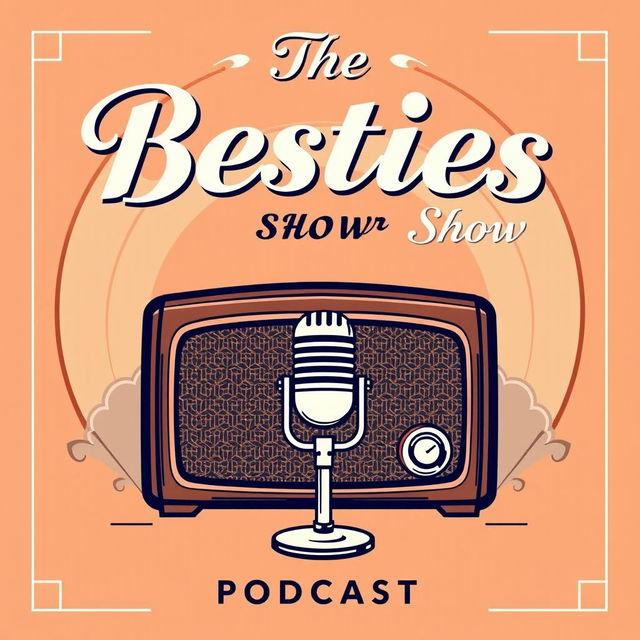 A vintage-inspired podcast cover for 'The Besties Show', featuring a classy 1950s aesthetic