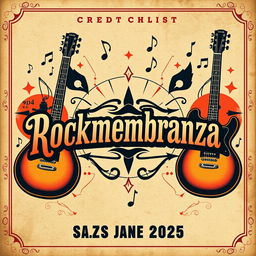 A vintage-style concert flyer for a rock band named 'Rockmembranza'