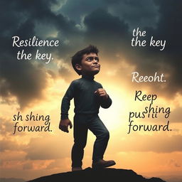 A representation of a determined human figure facing adversity, embodying the struggle against obstacles in the pursuit of dreams