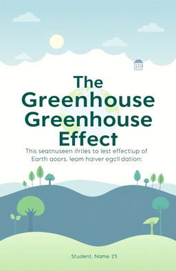 A clean and professional cover page for a university assignment on the greenhouse effect, featuring subtle imagery of Earth with an emphasis on its atmosphere