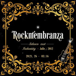 A stylish and elegant concert flyer for a fictional event titled 'Rockmembranza'