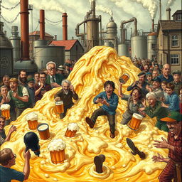 An imaginative representation of the beer flood, illustrating the bizarre mix of tragedy and comedy inherent in the event