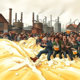 An imaginative representation of the beer flood, illustrating the bizarre mix of tragedy and comedy inherent in the event