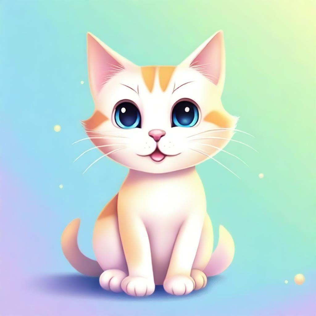 A high-quality digital art image of a cat, now appearing happier