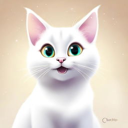 A high-quality digital art image of a cat, now appearing happier