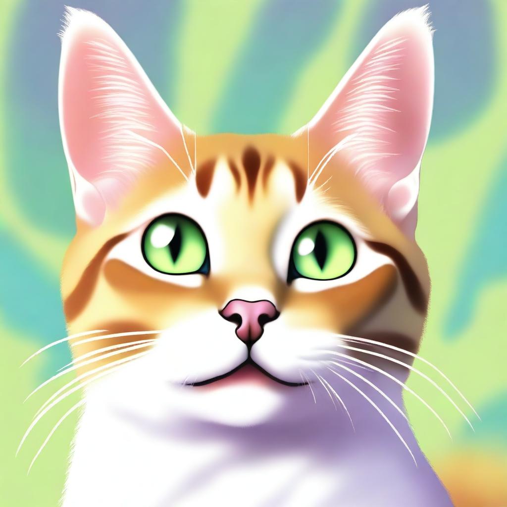 A high-quality digital art image of a cat, now radiating pure joy