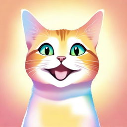 A high-quality digital art image of a cat, now radiating pure joy