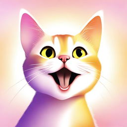 A high-quality digital art image of a cat, now radiating pure joy