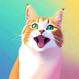 A high-quality digital art image of a cat, now radiating pure joy