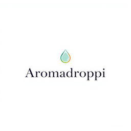 A minimalistic logo design for a perfume brand called 'Aromadroppi'