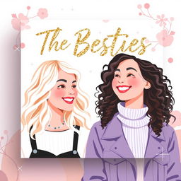 Aesthetic podcast cover featuring two girls, styled in a fashionable manner
