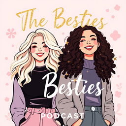 Aesthetic podcast cover featuring two girls, styled in a fashionable manner