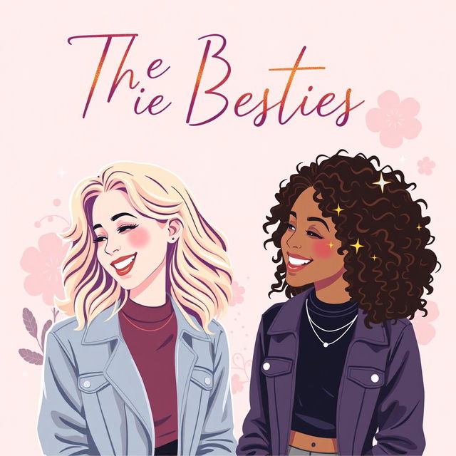 Aesthetic podcast cover featuring two girls, styled in a fashionable manner