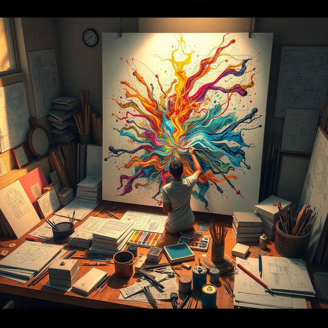 A captivating visual representation of procedural content creation, showcasing the intricate process of artistry