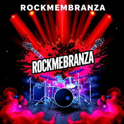 A vibrant and eye-catching flyer for a rock band named 'ROCKMEMBRANZA'