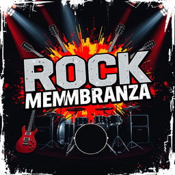 A vibrant and eye-catching flyer for a rock band named 'ROCKMEMBRANZA'