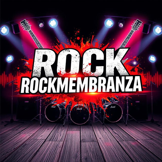 A vibrant and eye-catching flyer for a rock band named 'ROCKMEMBRANZA'