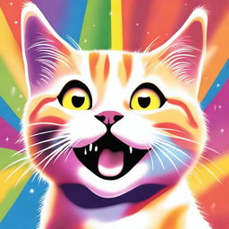 A high-quality digital art image of a cat, now beaming with unparalleled joy